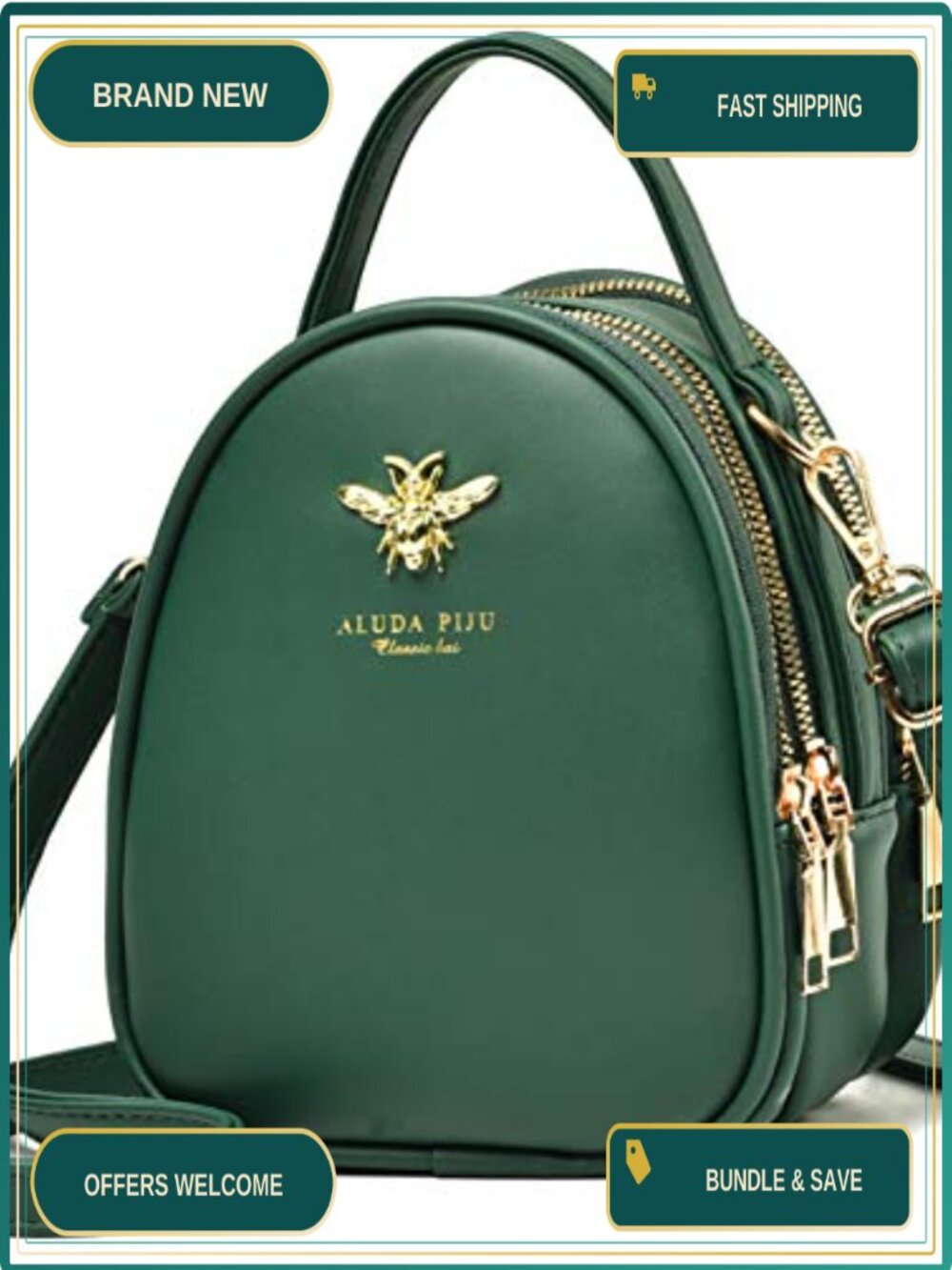 Faux Leather Crossbody Shoulder Bag Multi Zipper Women's Purse